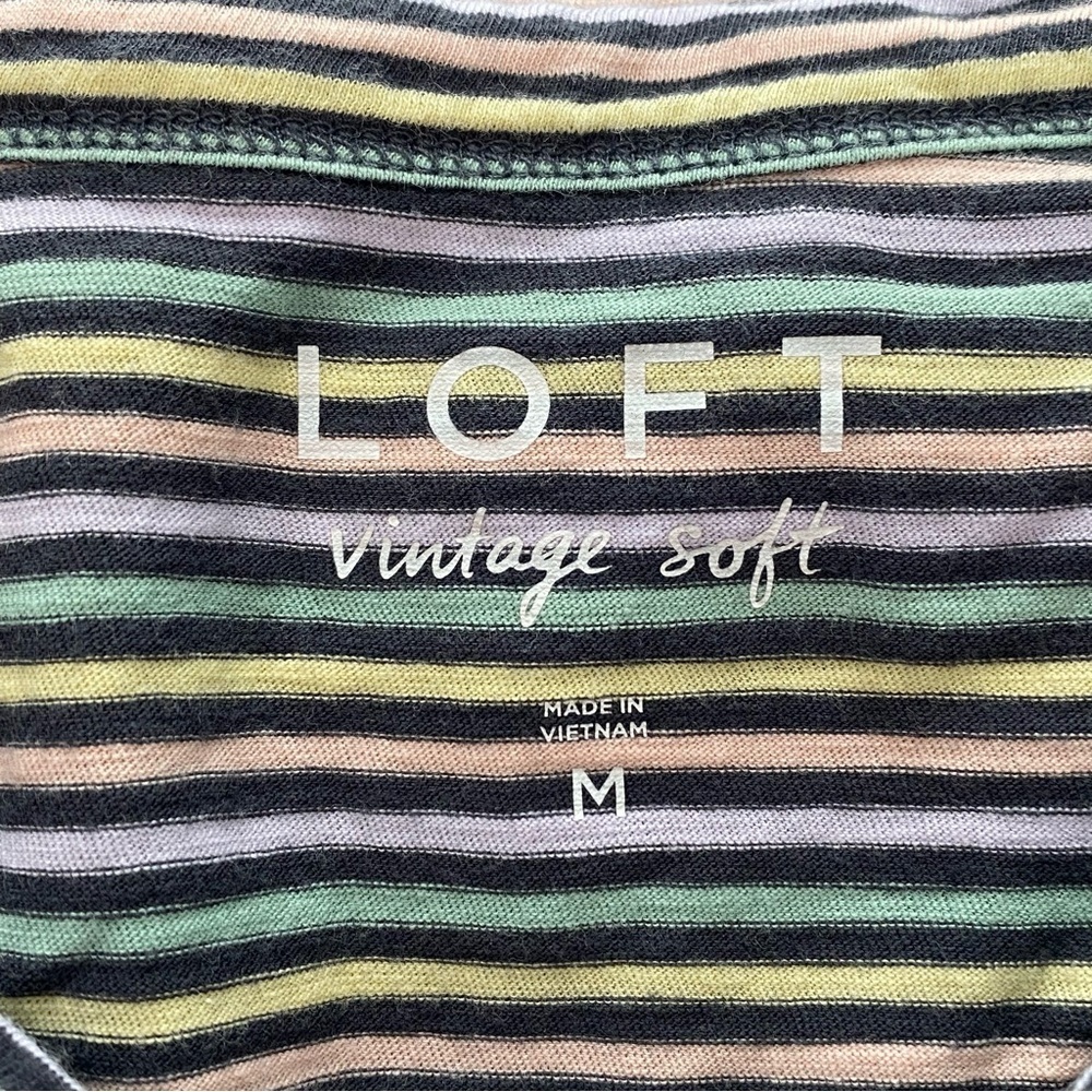 Loft Vintage Soft Pastel Stripe Short Sleeve Crew Neck Tee - Picture 6 of 6